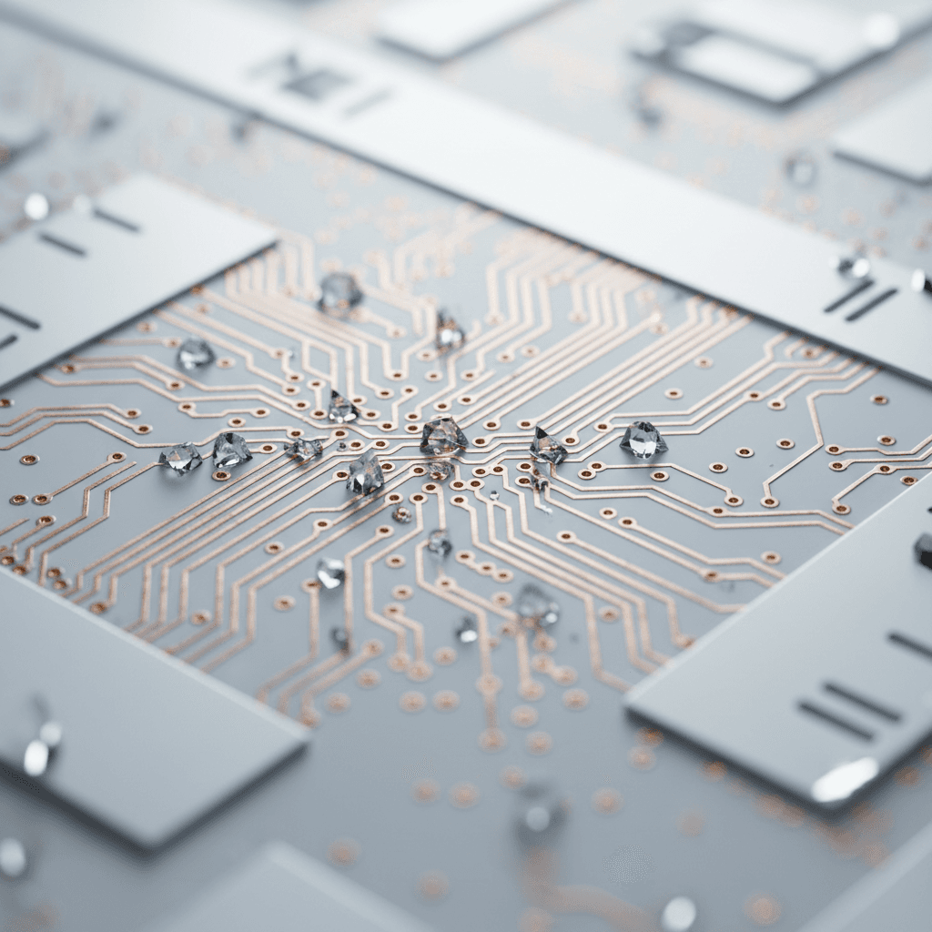 Close-up detail of advanced semiconductor and circuit architecture